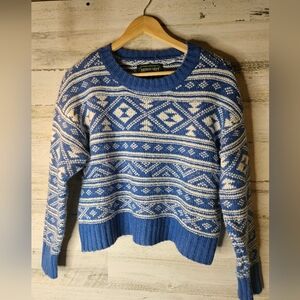 American Eagle Blue Aztec Crewneck Sweater Womens Xs